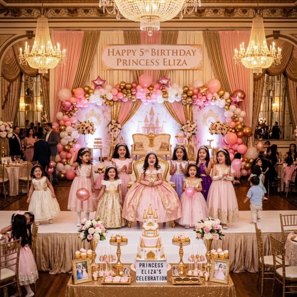 Luxury kids event management services with colorful birthday party setup and themed decorations in Toronto